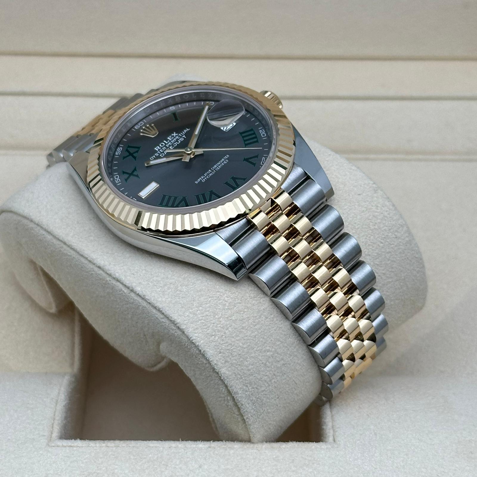 NEW Rolex Datejust 41mm 18k Yellow Gold Steel Slate Wimbledon Dial Watch 126333 For Sale 6