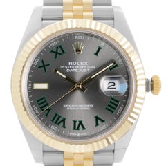 NEW Rolex Datejust 41mm 18k Yellow Gold Steel Slate Wimbledon Dial Watch 126333