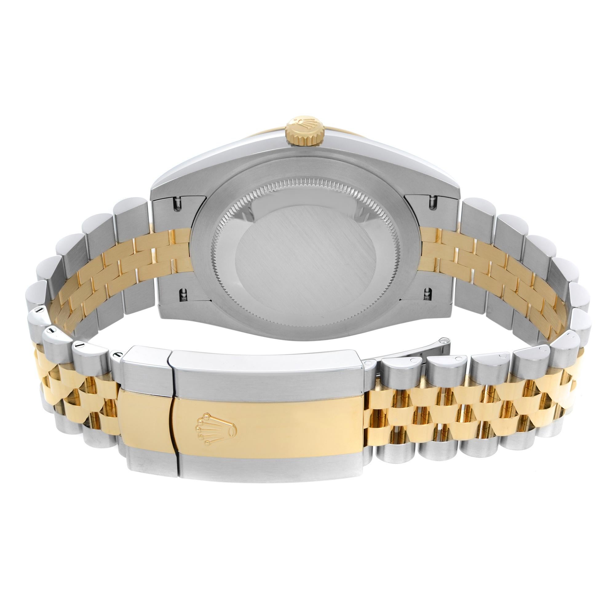 Rolex Montre Datejust 41 mm en or jaune 18 carats avec cadran tennis en acier ardoise 126333 en vente 1