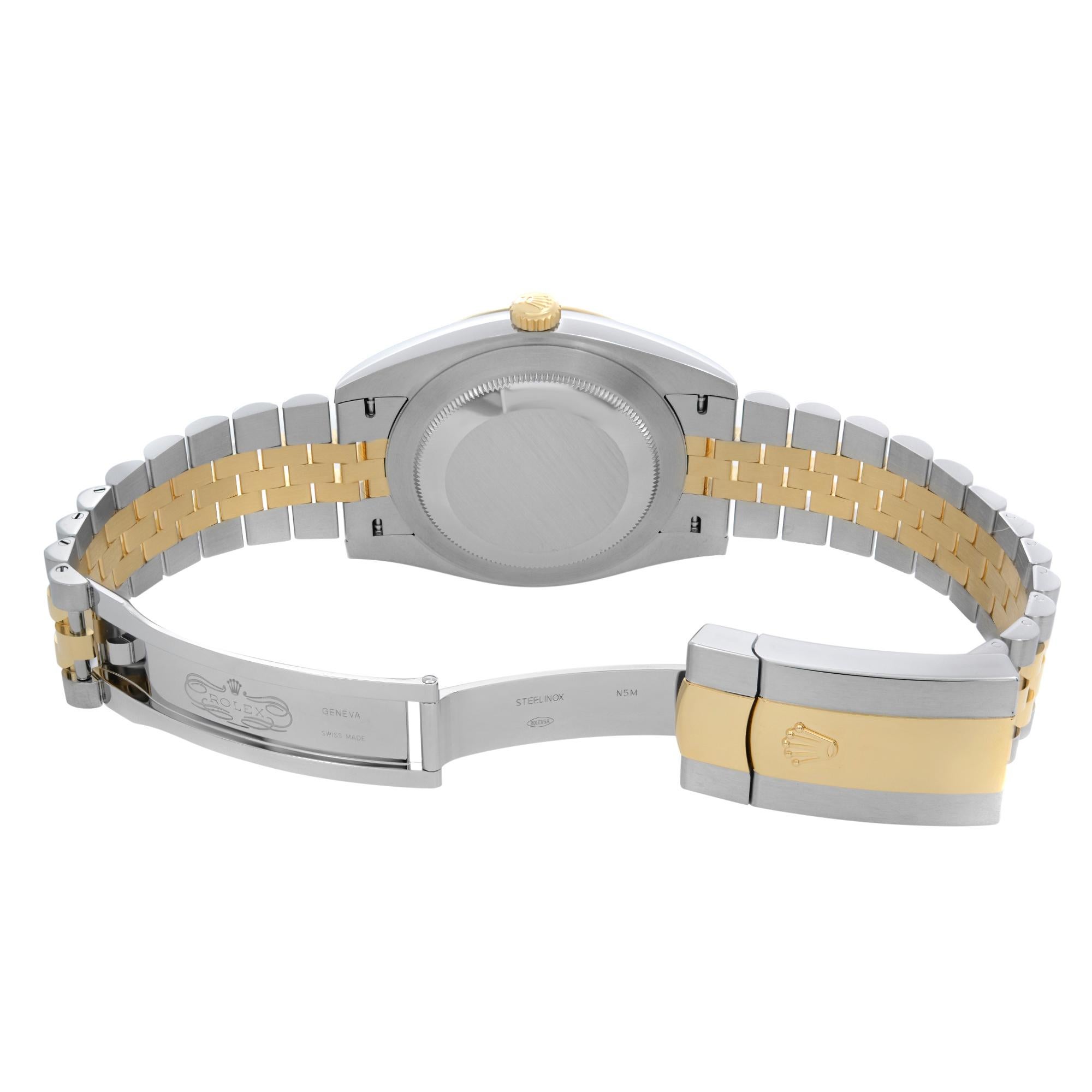 Women's or Men's NEW Rolex Datejust 41mm 18k Yellow Gold Steel Slate Wimbledon Dial Watch 126333 For Sale