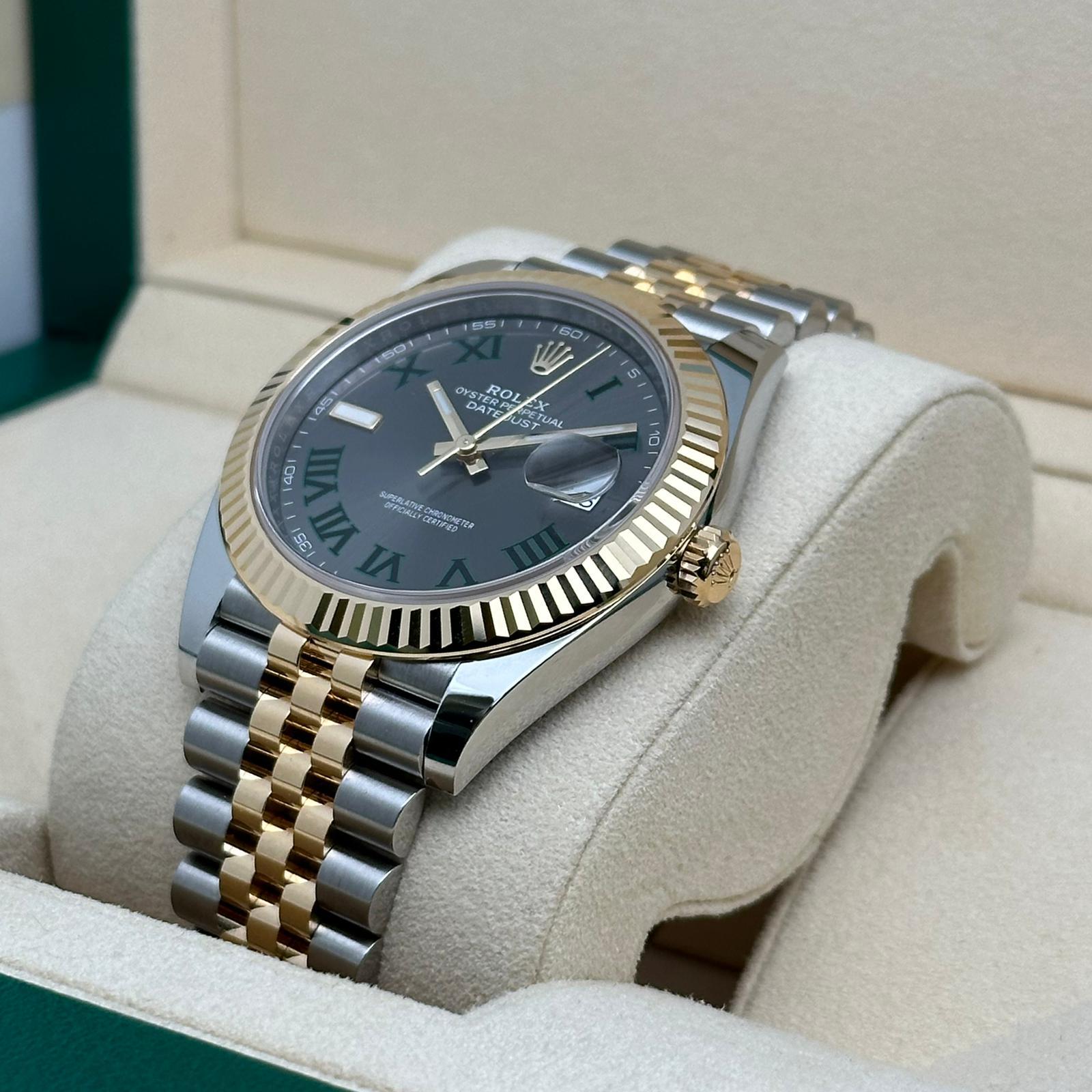 NEW Rolex Datejust 41mm 18k Yellow Gold Steel Slate Wimbledon Dial Watch 126333 For Sale 3