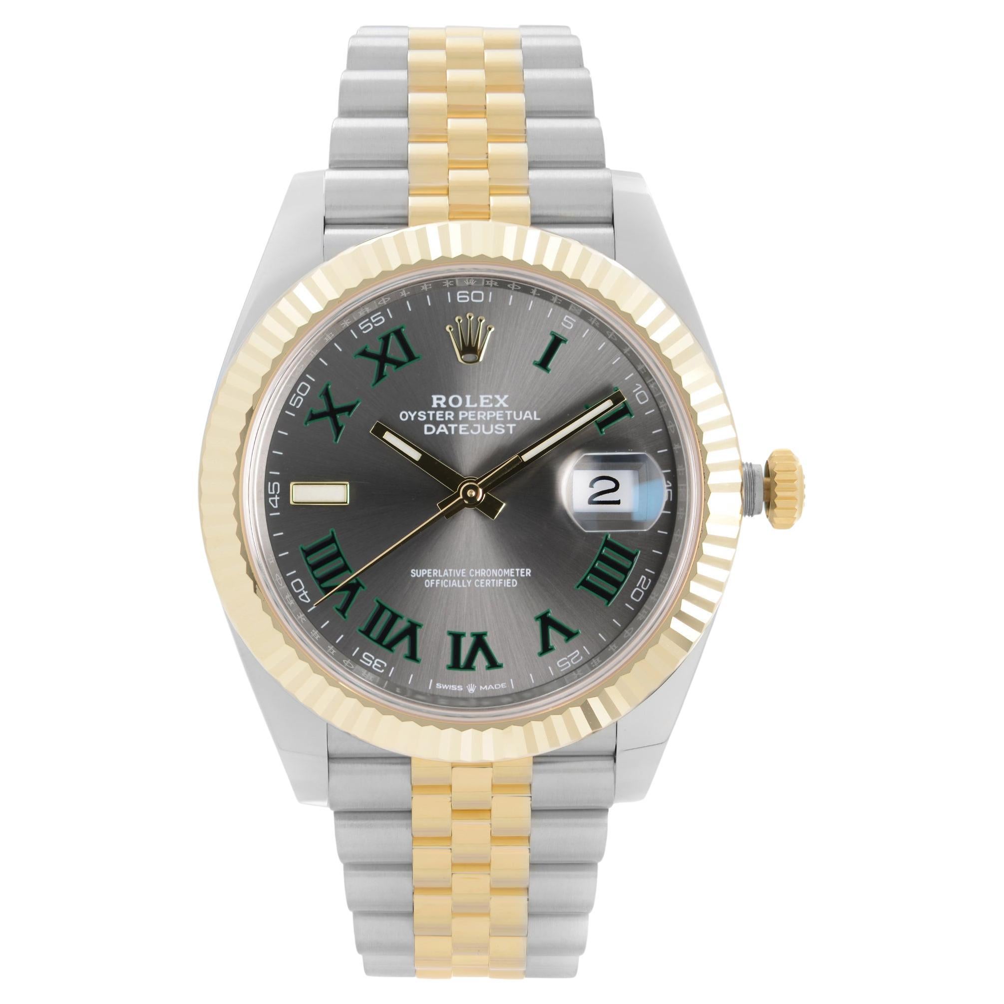 NEW Rolex Datejust 41mm 18k Yellow Gold Steel Slate Wimbledon Dial Watch 126333