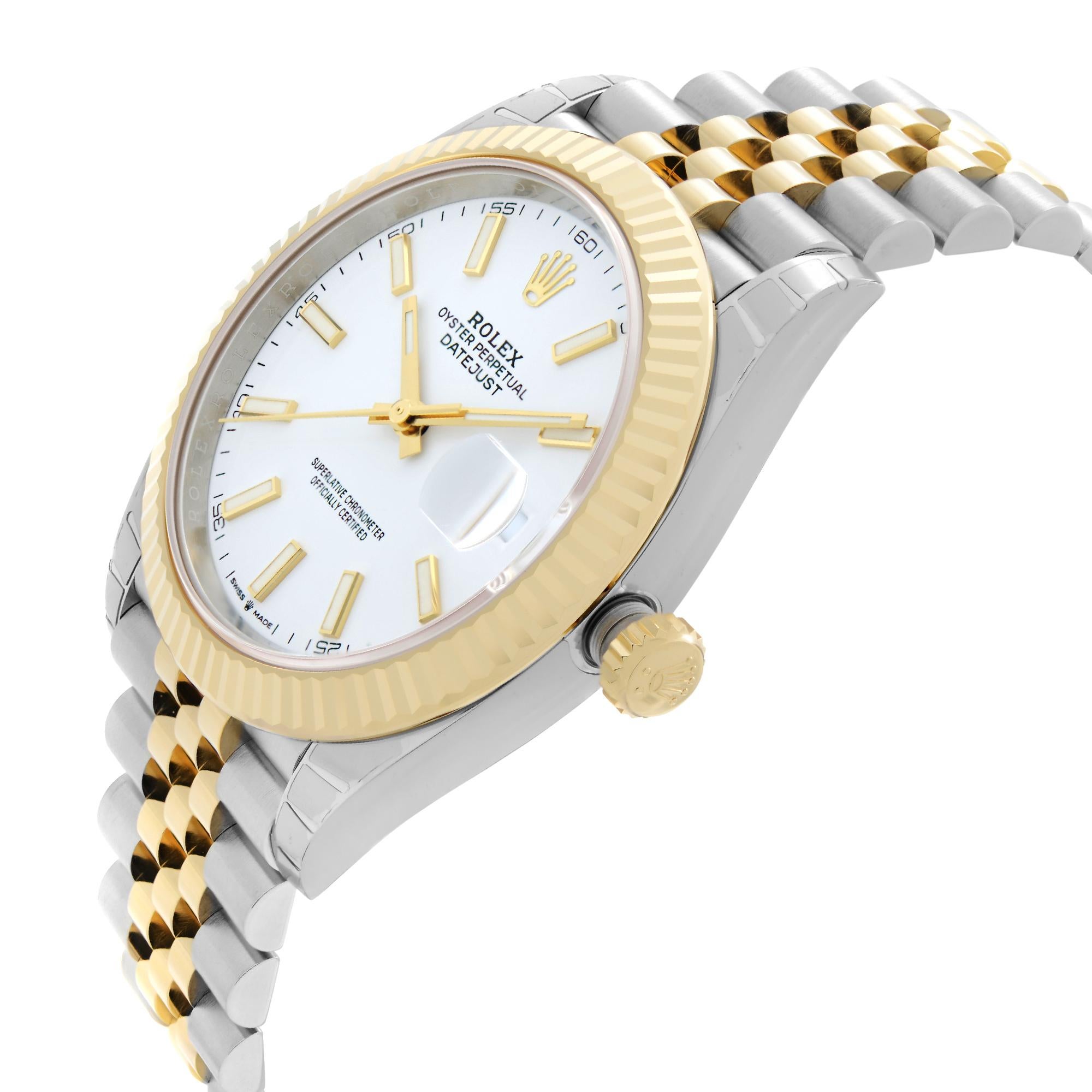 Rolex Datejust 18k Yellow Gold Steel White Dial Mens Automatic Watch 126333 In New Condition In New York, NY