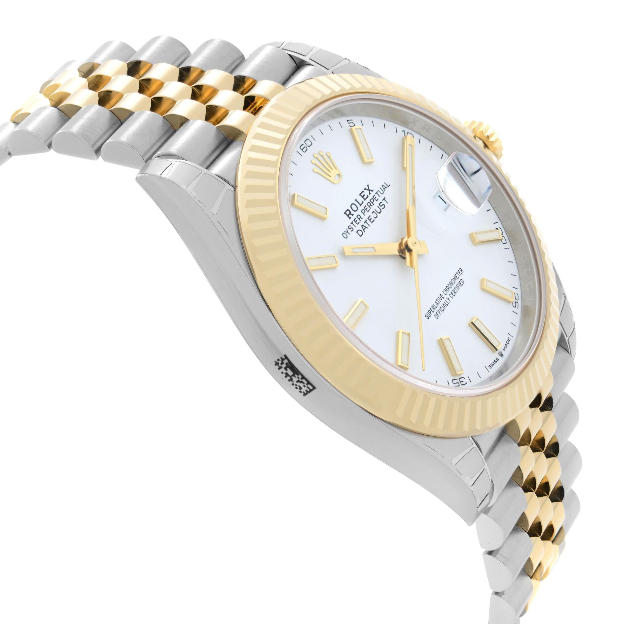 Men's Rolex Datejust 18k Yellow Gold Steel White Dial Mens Automatic Watch 126333