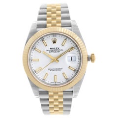 Rolex Datejust 18k Yellow Gold Steel White Dial Mens Automatic Watch 126333
