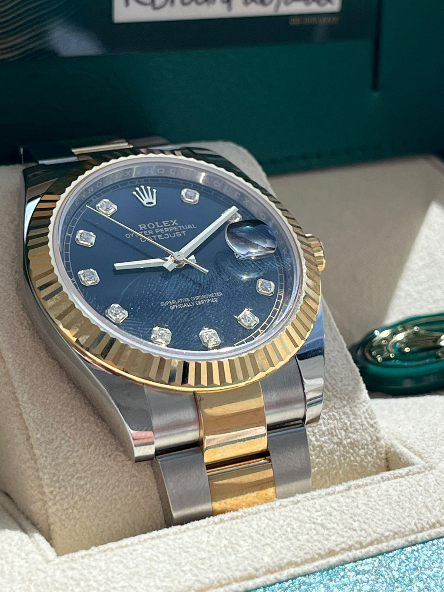 Rolex Datejust 41mm Black Diamond Oyster Orologio da uomo in acciaio e oro giallo 126333 in vendita 5