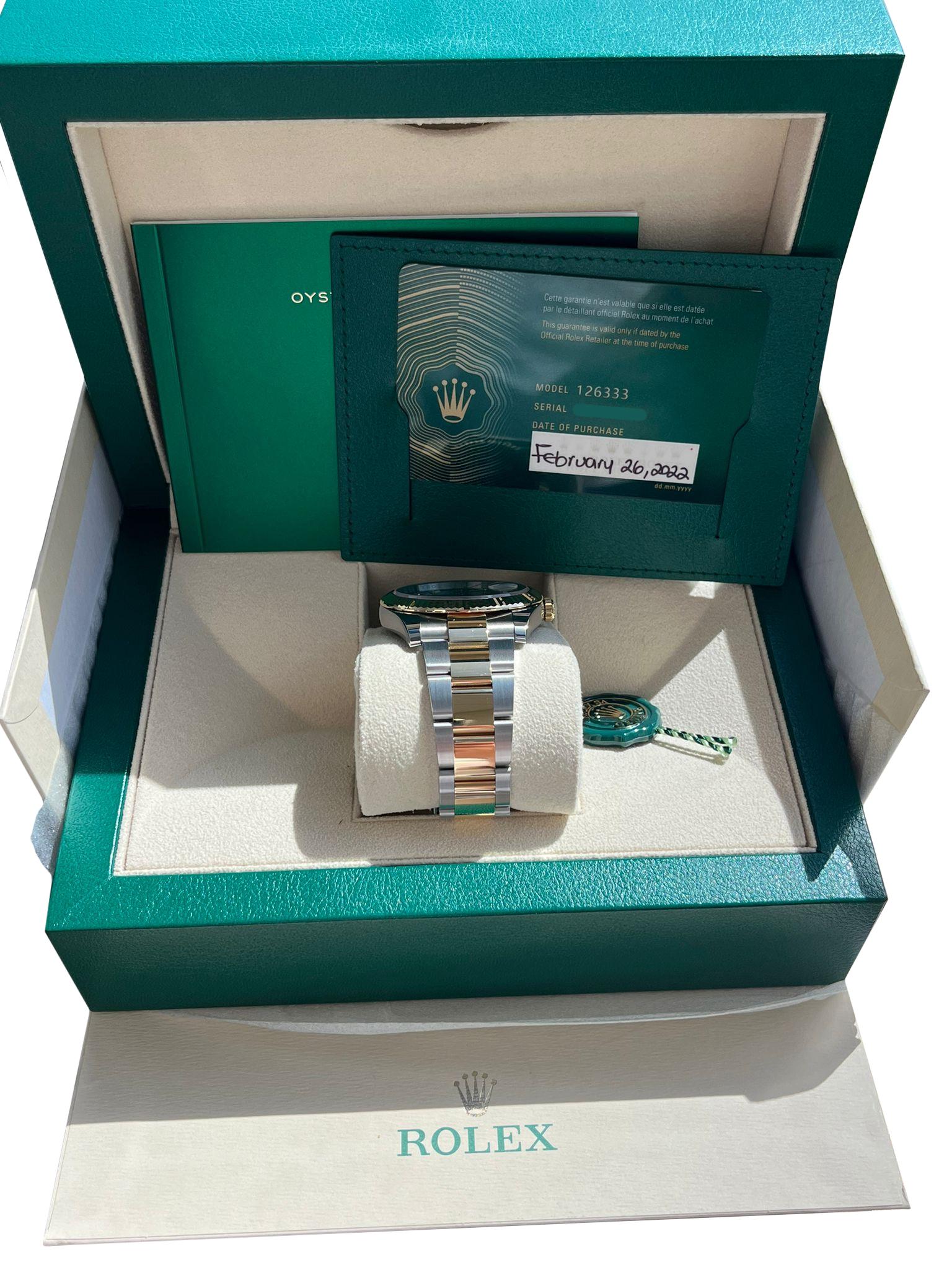 Rolex Datejust 41mm Black Diamond Oyster Orologio da uomo in acciaio e oro giallo 126333 in vendita 6
