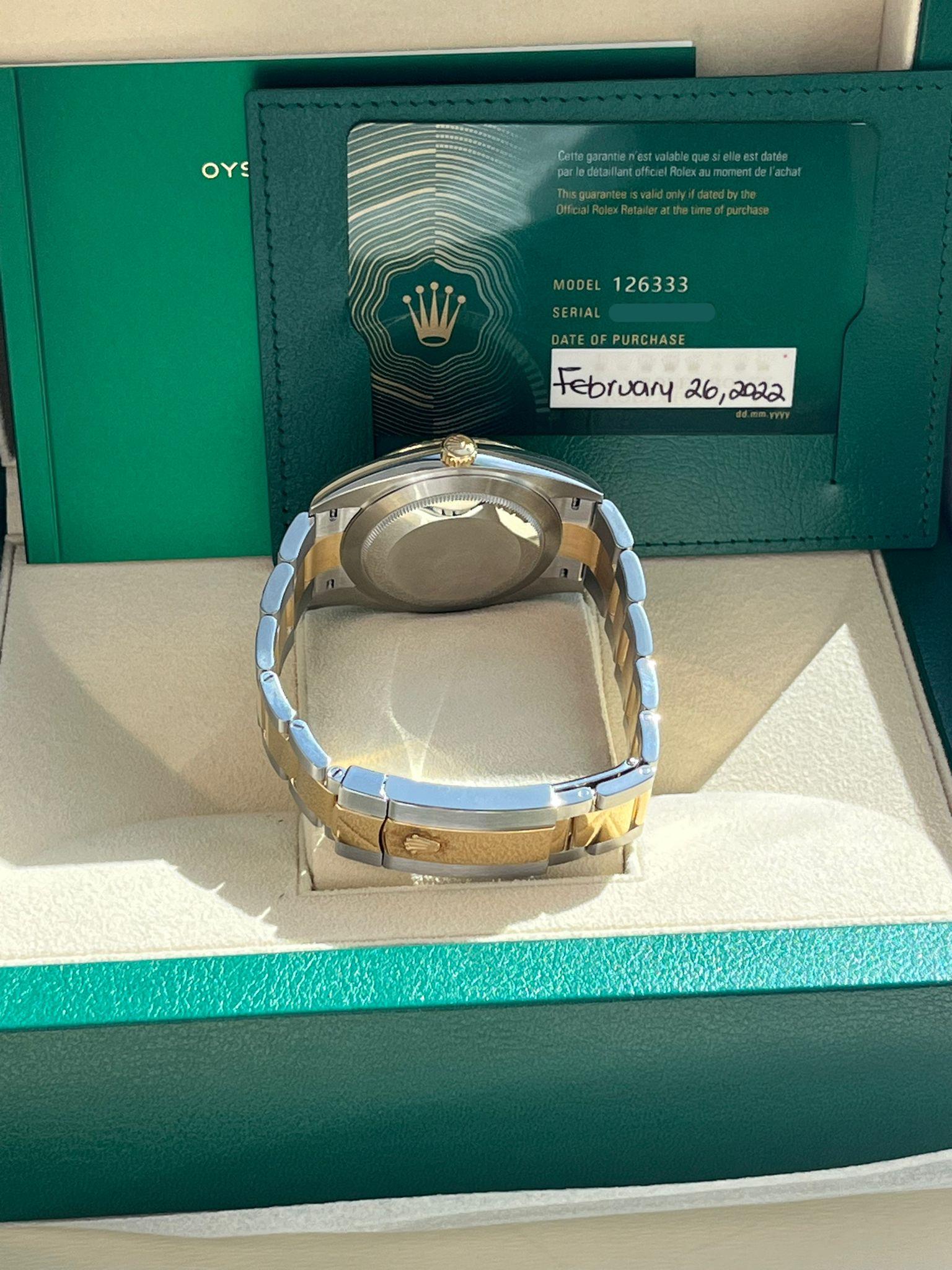Rolex Datejust 41mm Black Diamond Oyster Orologio da uomo in acciaio e oro giallo 126333 in vendita 10