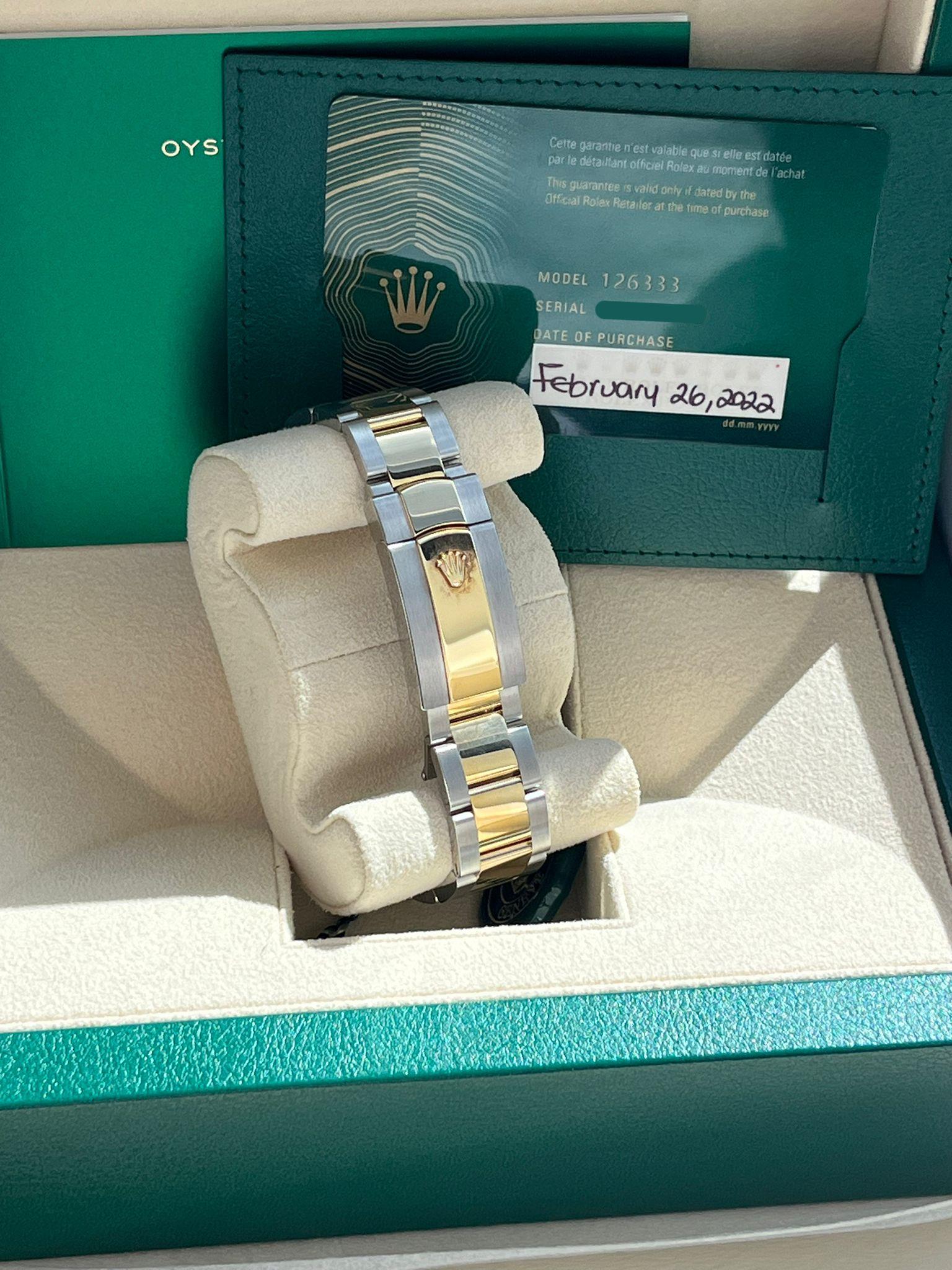 Rolex Datejust 41mm Black Diamond Oyster Orologio da uomo in acciaio e oro giallo 126333 in vendita 11