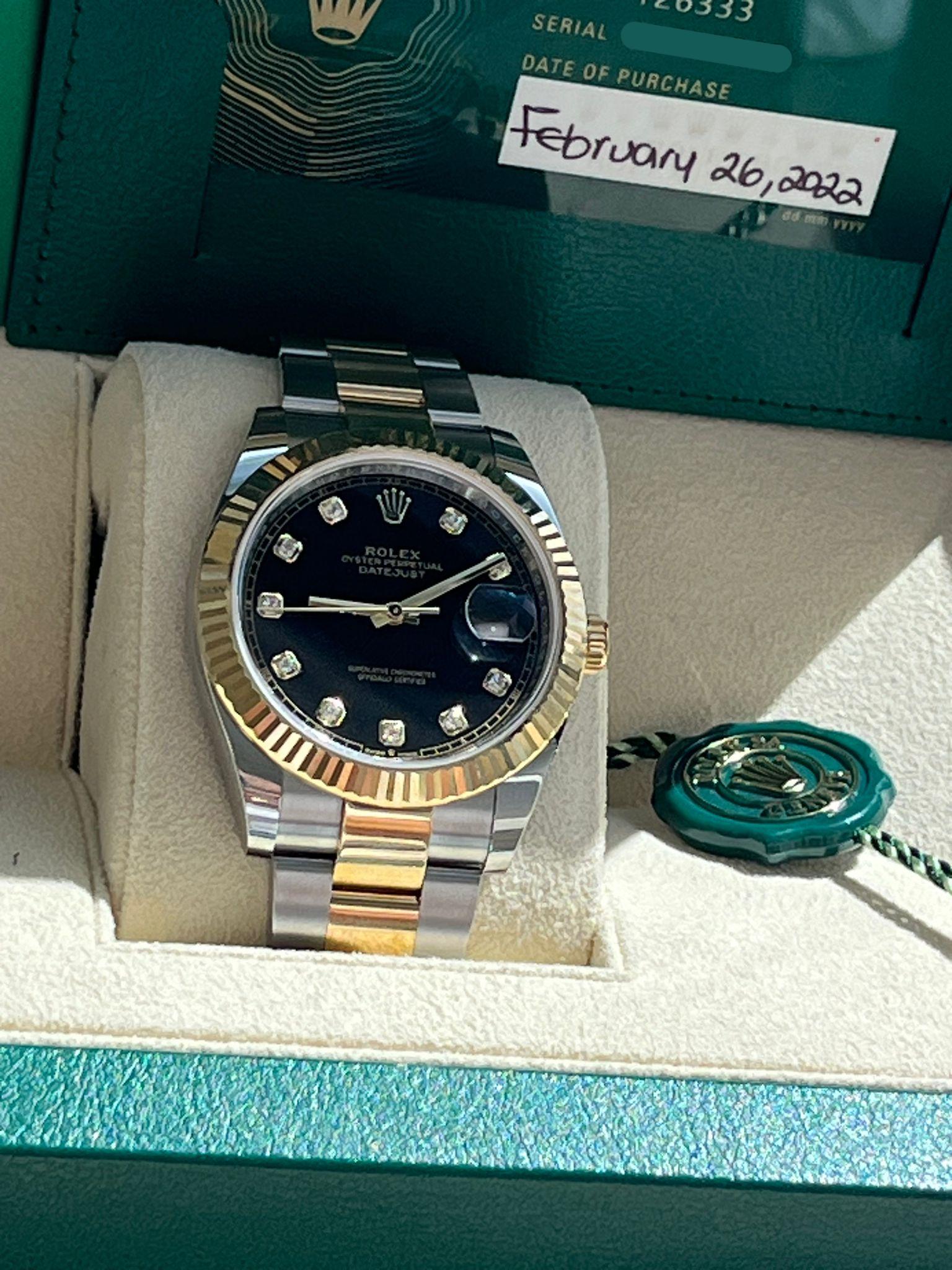 Rolex Datejust 41mm Black Diamond Oyster Orologio da uomo in acciaio e oro giallo 126333 in vendita 2