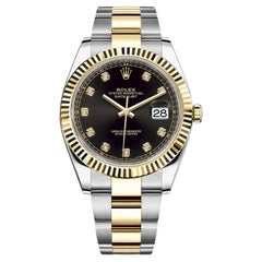 Rolex Datejust 41mm Black Diamond Oyster Steel and Yellow Gold Mens Watch 126333