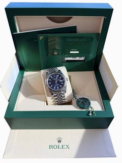 Rolex Datejust 41mm Blue Dial Fluted Bezel White Gold Steel Jubilee Watch 126334
