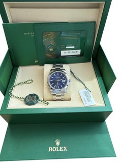 Rolex Datejust 41mm Blue Dial Smooth Bezel Oyster Bracelet Steel Watch 126300