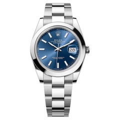 Rolex Datejust 41mm Blue Dial Smooth Bezel Oyster Bracelet Steel Watch 126300