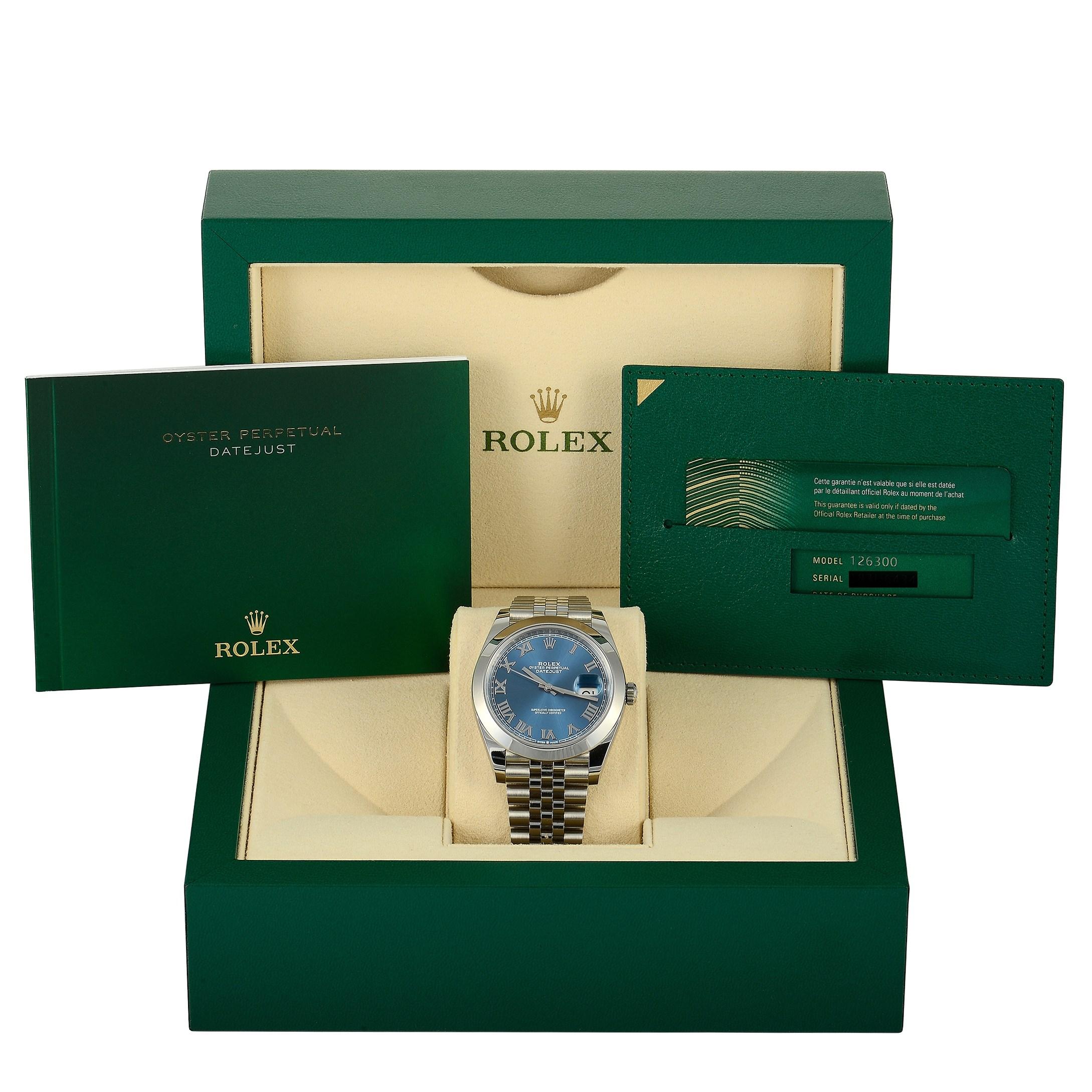 Men's Rolex Datejust Blue Dial Stainless Steel Watch 126300