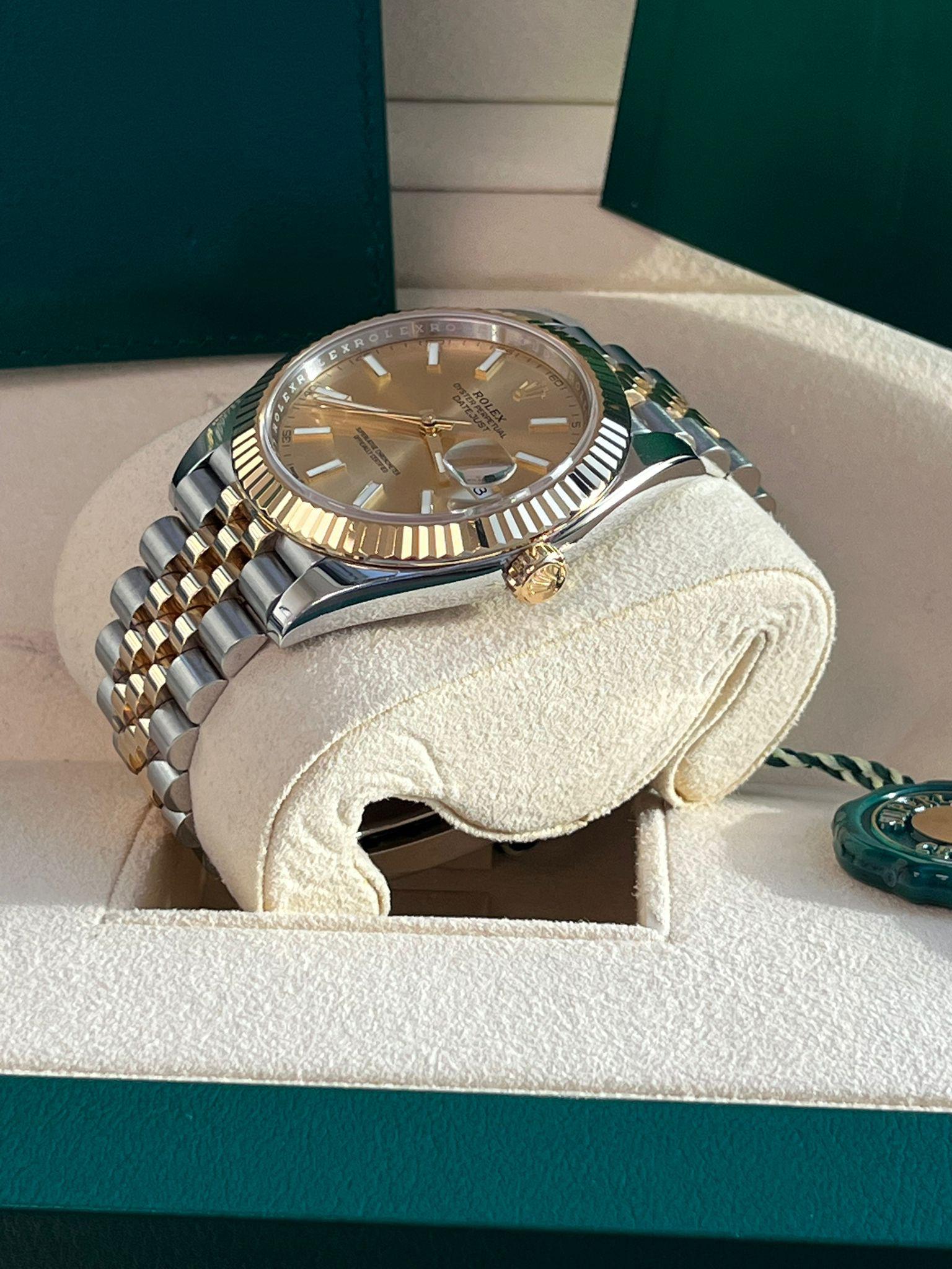 Rolex Datejust 41mm Champagner-Zifferblatt Zweifarbige 18K Gelbgold Jubiläumsuhr 126333 im Angebot 10