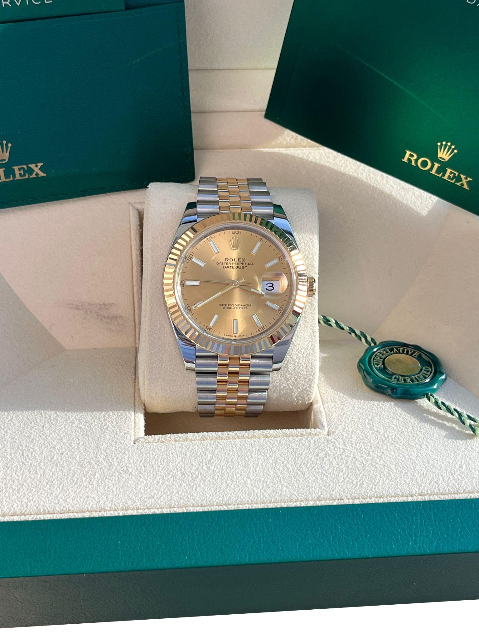 Rolex Datejust 41mm Champagner-Zifferblatt Zweifarbige 18K Gelbgold Jubiläumsuhr 126333 (Modernistisch) im Angebot