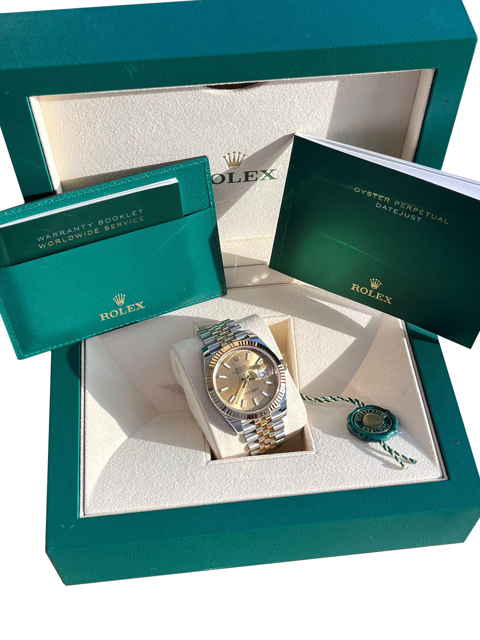 Rolex Datejust 41mm Champagner-Zifferblatt Zweifarbige 18K Gelbgold Jubiläumsuhr 126333 Herren im Angebot