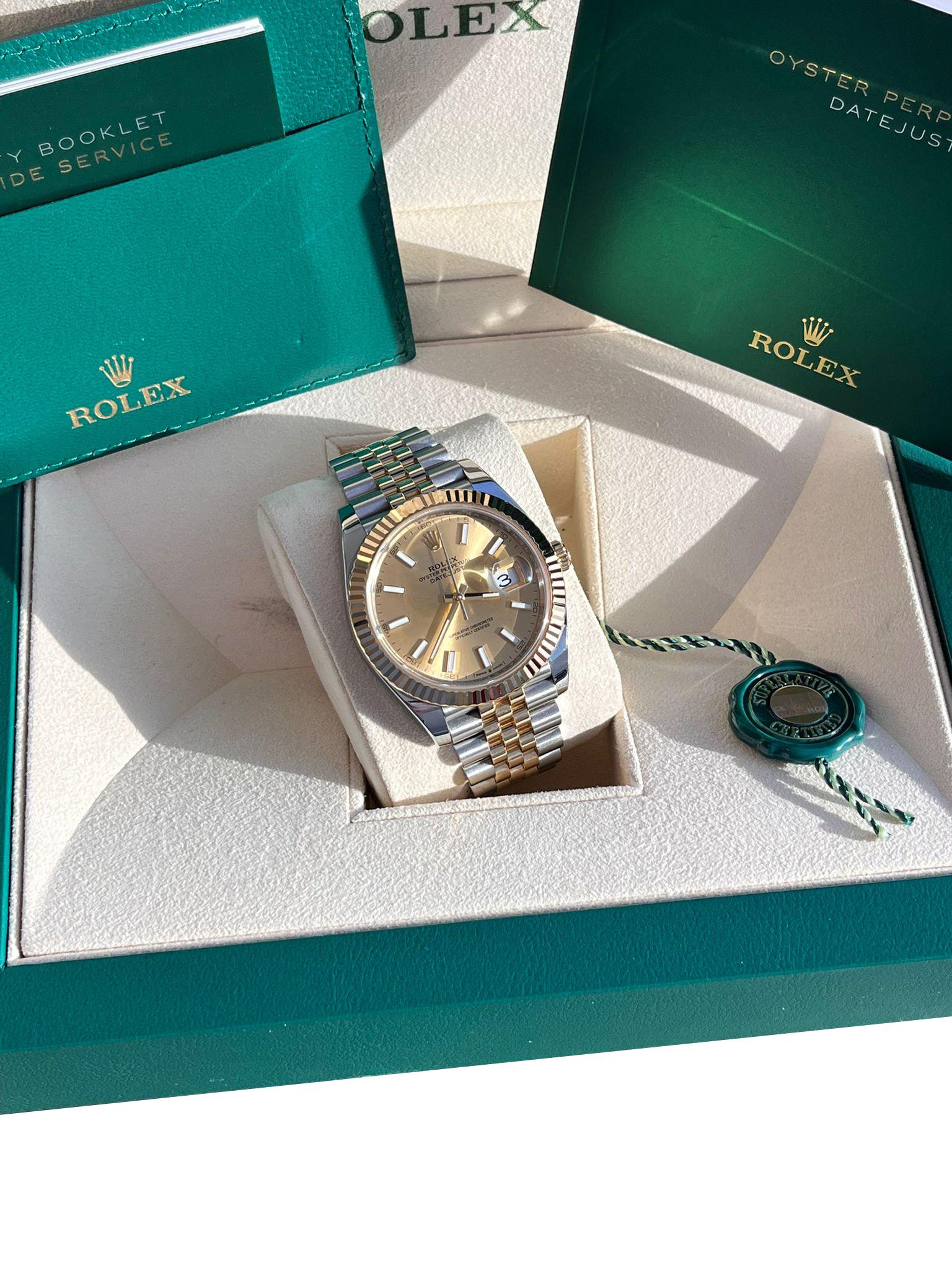 Rolex Datejust 41mm Champagner-Zifferblatt Zweifarbige 18K Gelbgold Jubiläumsuhr 126333 im Angebot 1