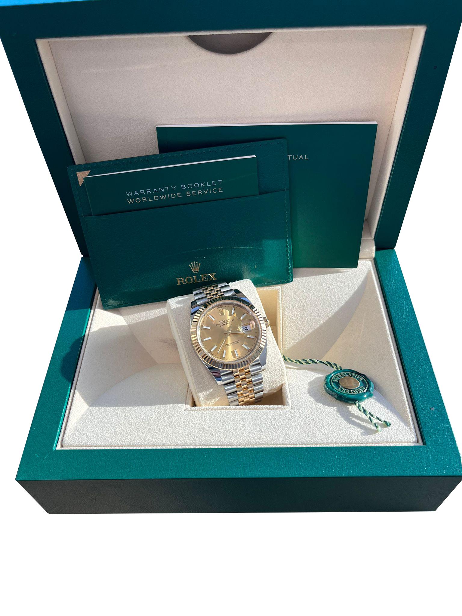 Rolex Datejust 41mm Champagner-Zifferblatt Zweifarbige 18K Gelbgold Jubiläumsuhr 126333 im Angebot 2
