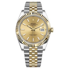 Used Rolex DateJust Champagne Index Dial Gold Jubilee Bracelet Watch 126333