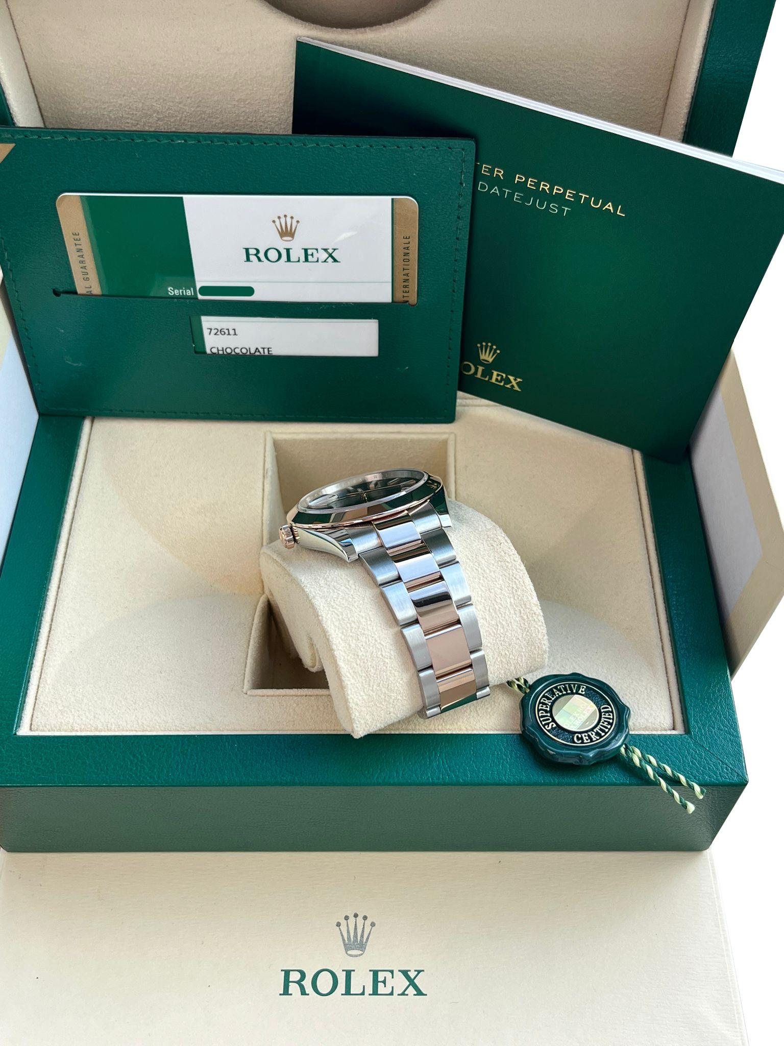 Rolex Datejust 41mm Chocolate Dial 18K Everose Oystersteel Men's Watch 126301 For Sale 5