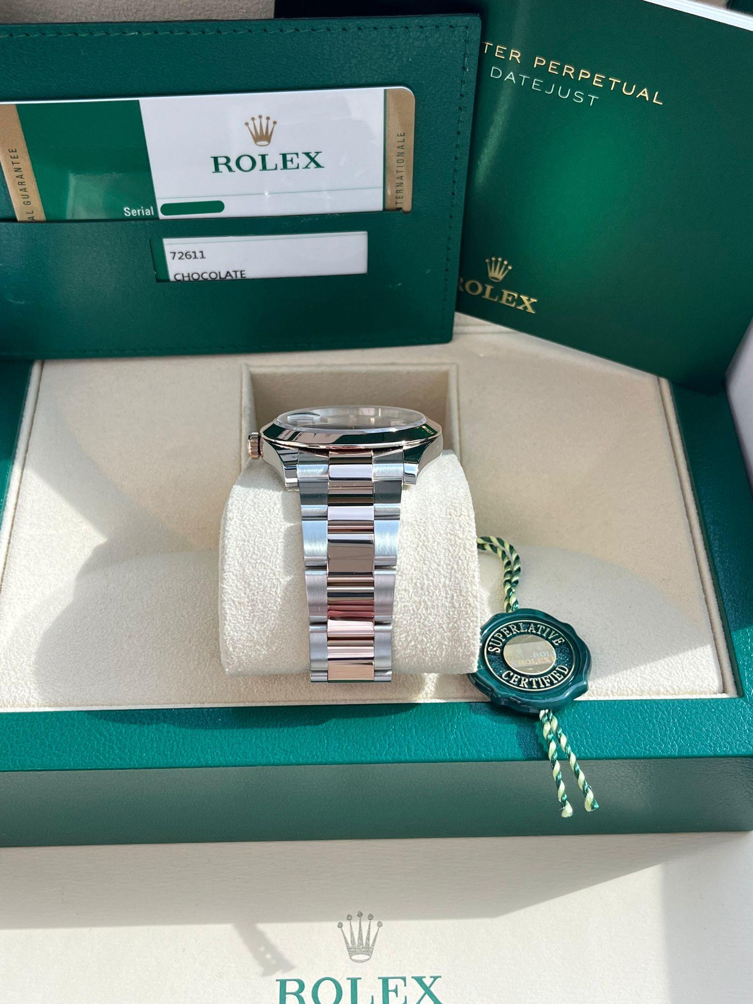Rolex Datejust 41mm Chocolate Dial 18K Everose Oystersteel Men's Watch 126301 For Sale 8