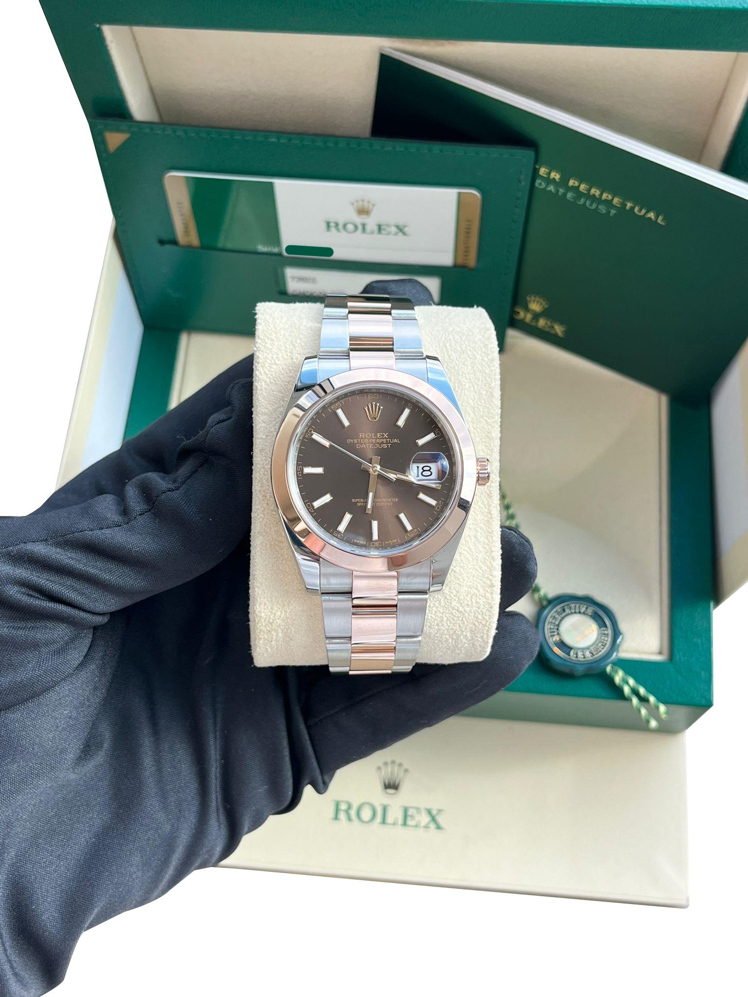 Rolex Datejust 41mm Chocolate Dial 18K Everose Oystersteel Men's Watch 126301 For Sale 11