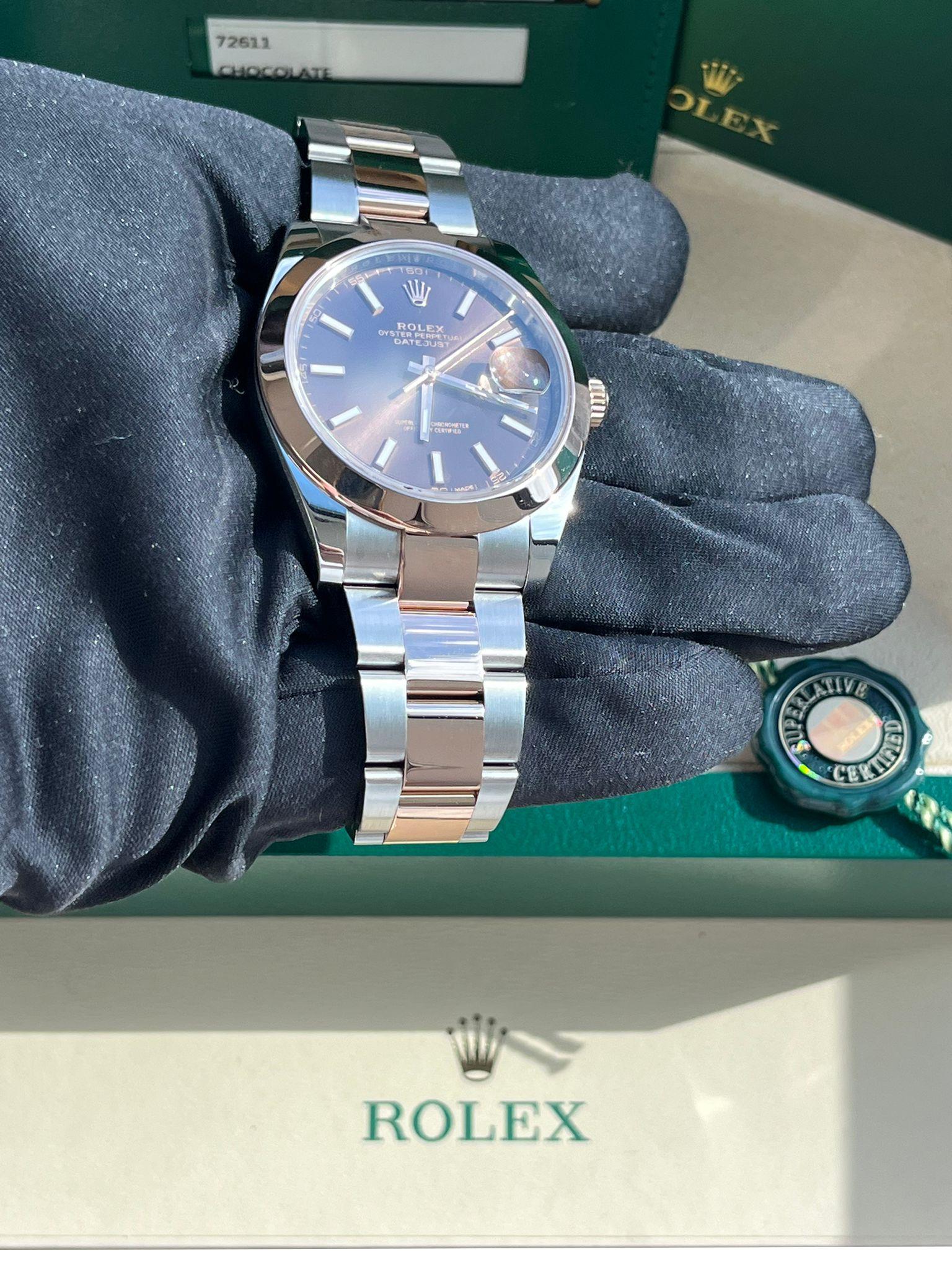 Rolex Datejust 41mm Chocolate Dial 18K Everose Oystersteel Men's Watch 126301 For Sale 13