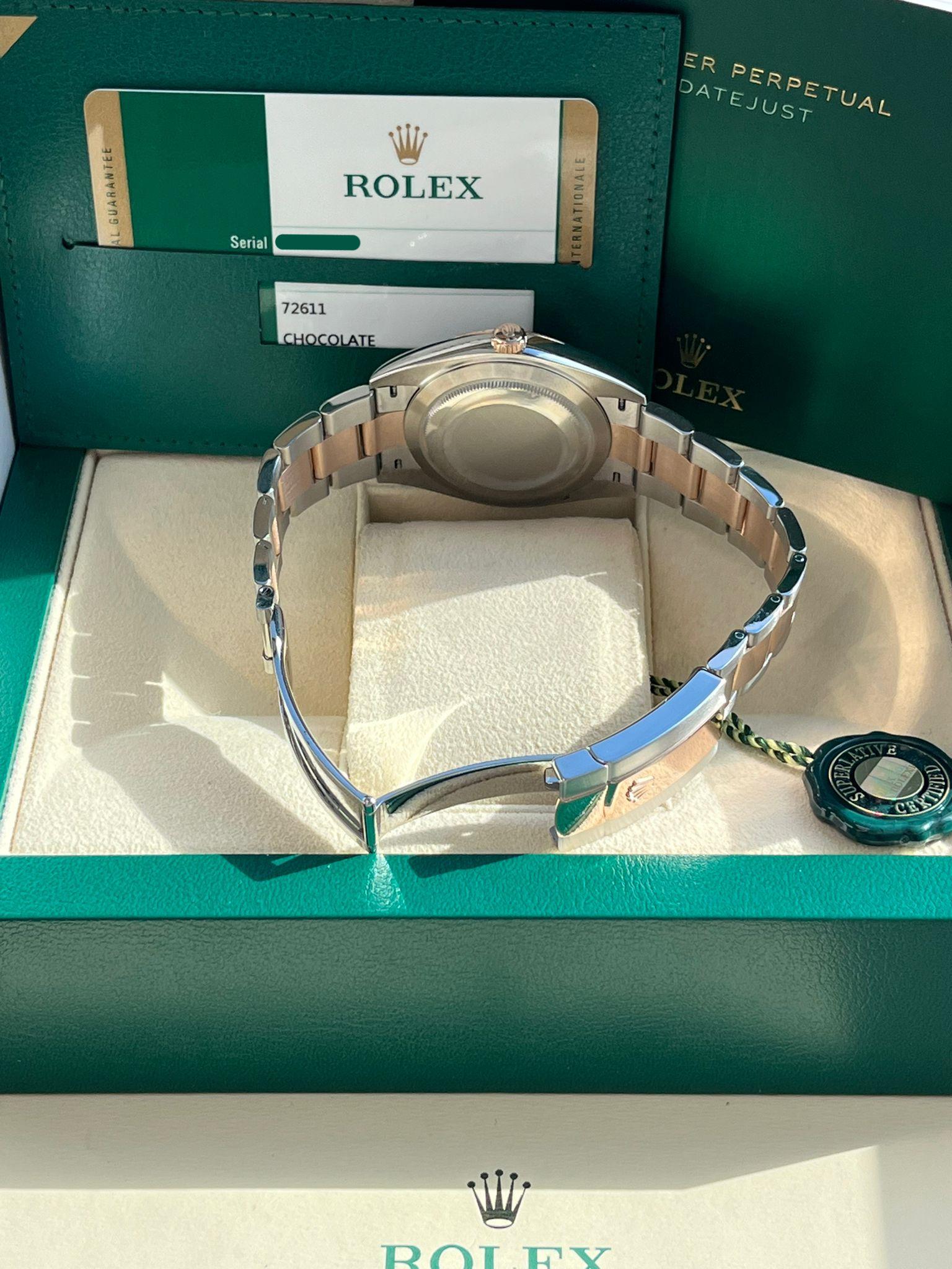 Rolex Datejust 41mm Chocolate Dial 18K Everose Oystersteel Men's Watch 126301 For Sale 15