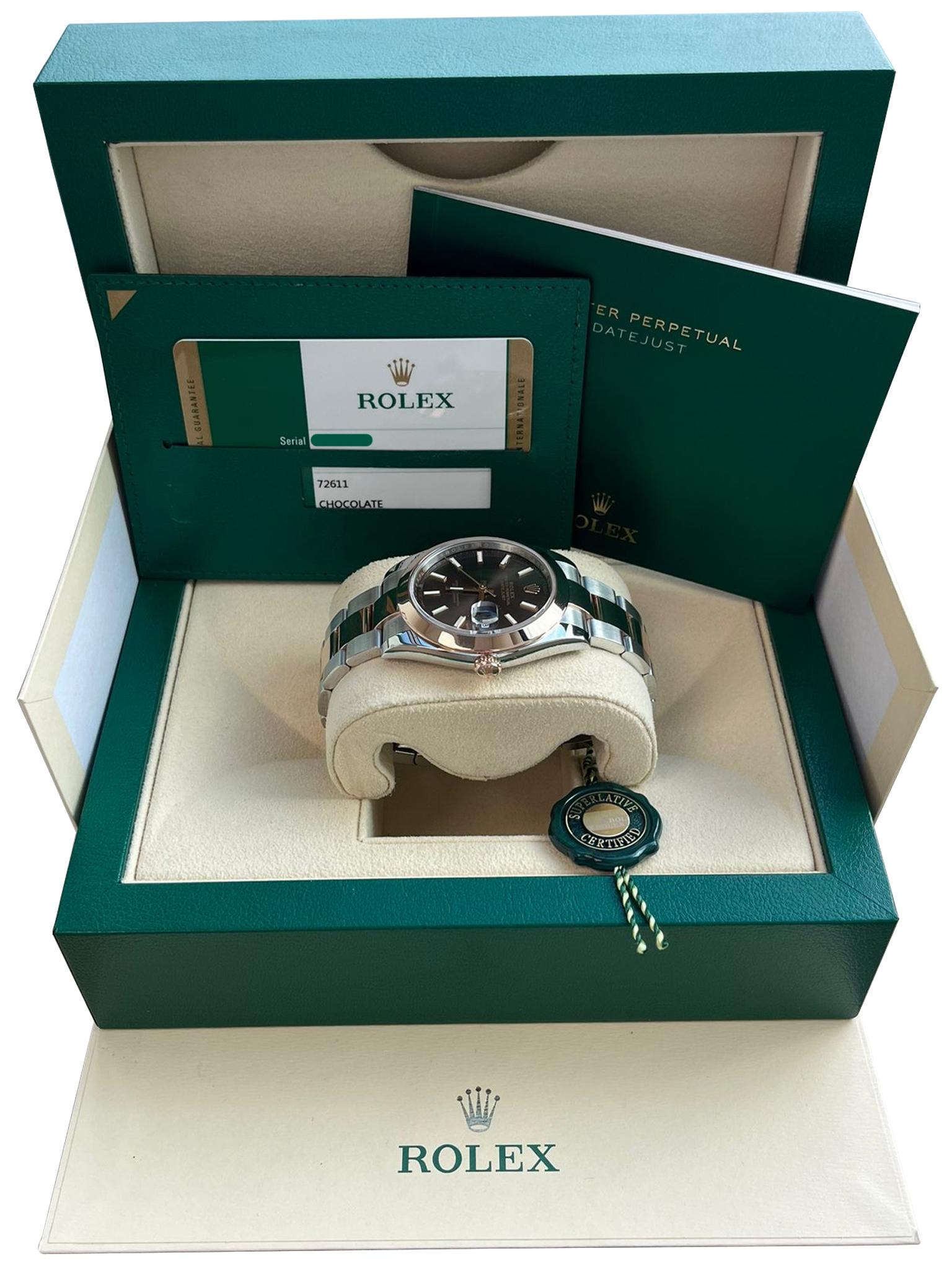Rolex Datejust 41mm Chocolate Dial 18K Everose Oystersteel Men's Watch 126301 For Sale 4
