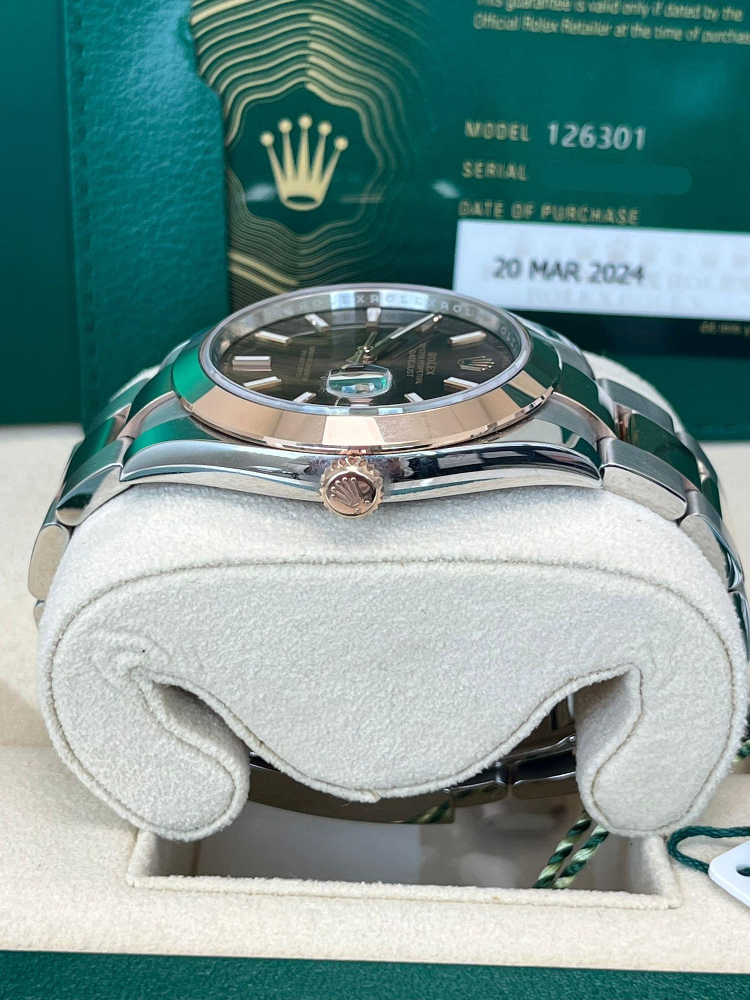 Rolex Datejust 41mm Chocolate Dial Oyster Two-Tone Steel Rose Gold Watch 126301 For Sale 6