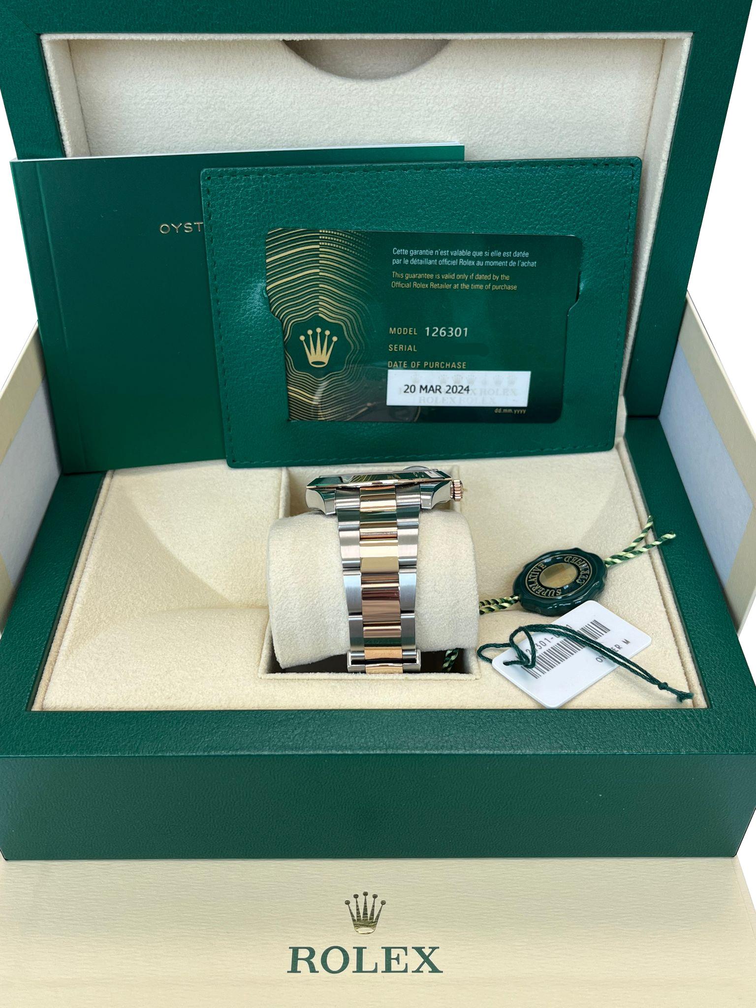 Rolex Datejust 41mm Chocolate Dial Oyster Two-Tone Steel Rose Gold Watch 126301 For Sale 7