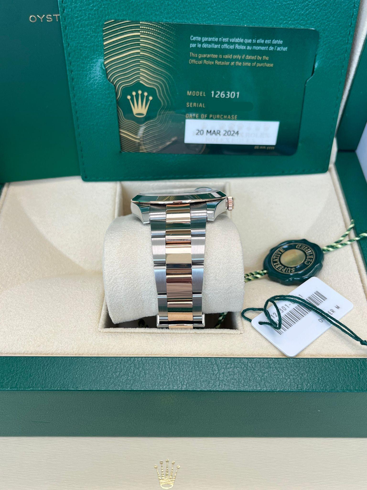Rolex Datejust 41mm Chocolate Dial Oyster Two-Tone Steel Rose Gold Watch 126301 For Sale 8