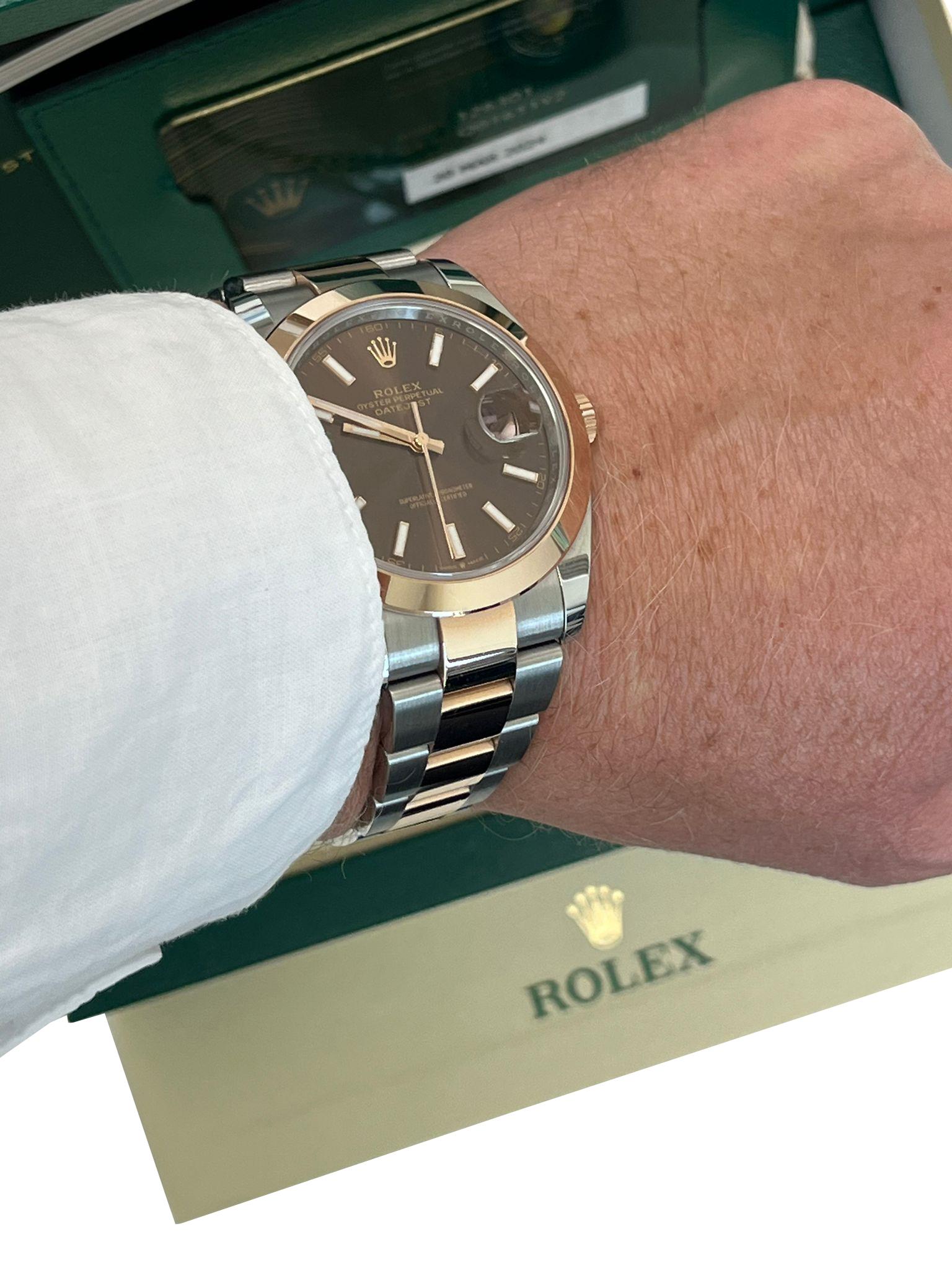 Rolex Datejust 41mm Chocolate Dial Oyster Two-Tone Steel Rose Gold Watch 126301 For Sale 12