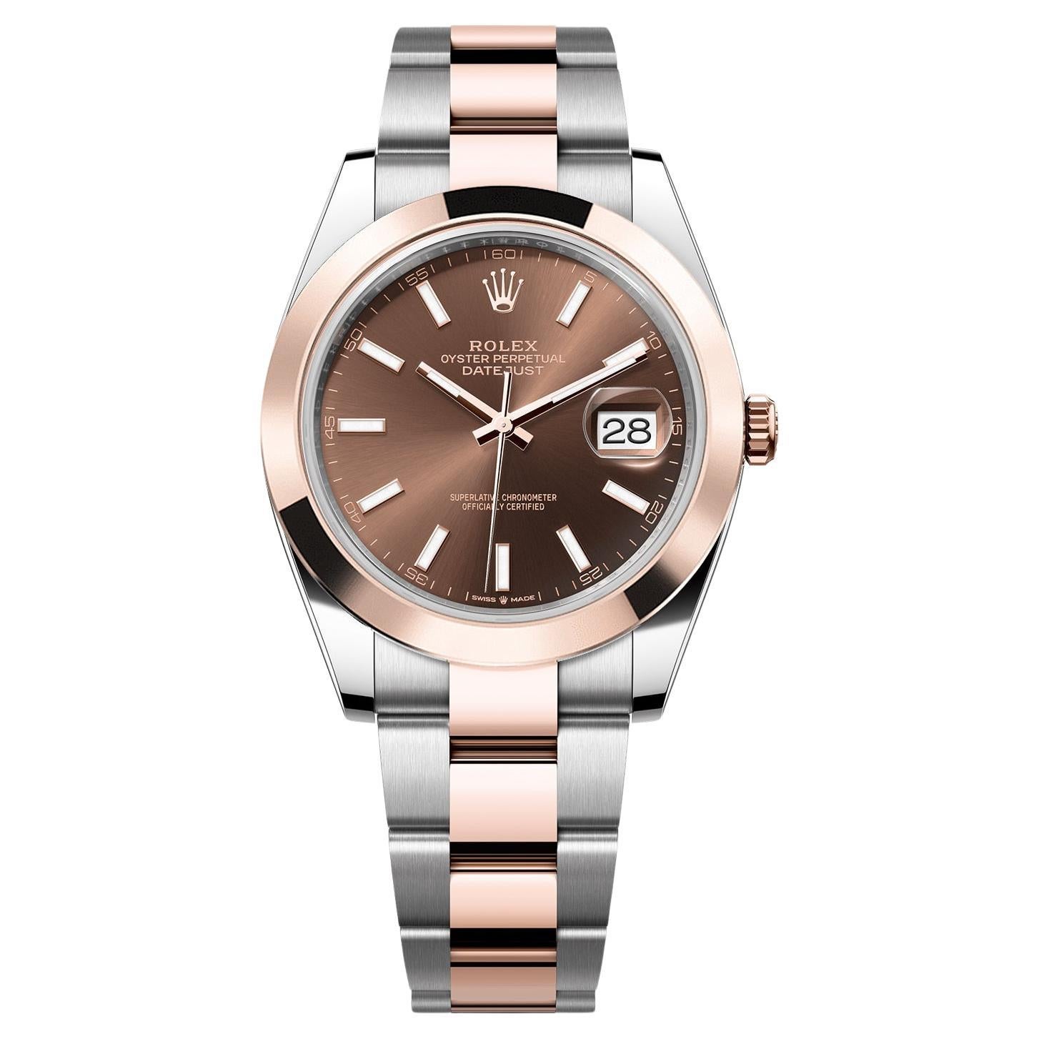 Rolex Datejust 41mm Chocolate Dial Oyster Two-Tone Steel Rose Gold Watch 126301