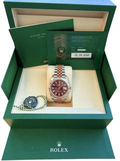 Rolex Datejust 41mm Chocolate Index Dial Two-Tone Rose Gold Steel Watch 126331