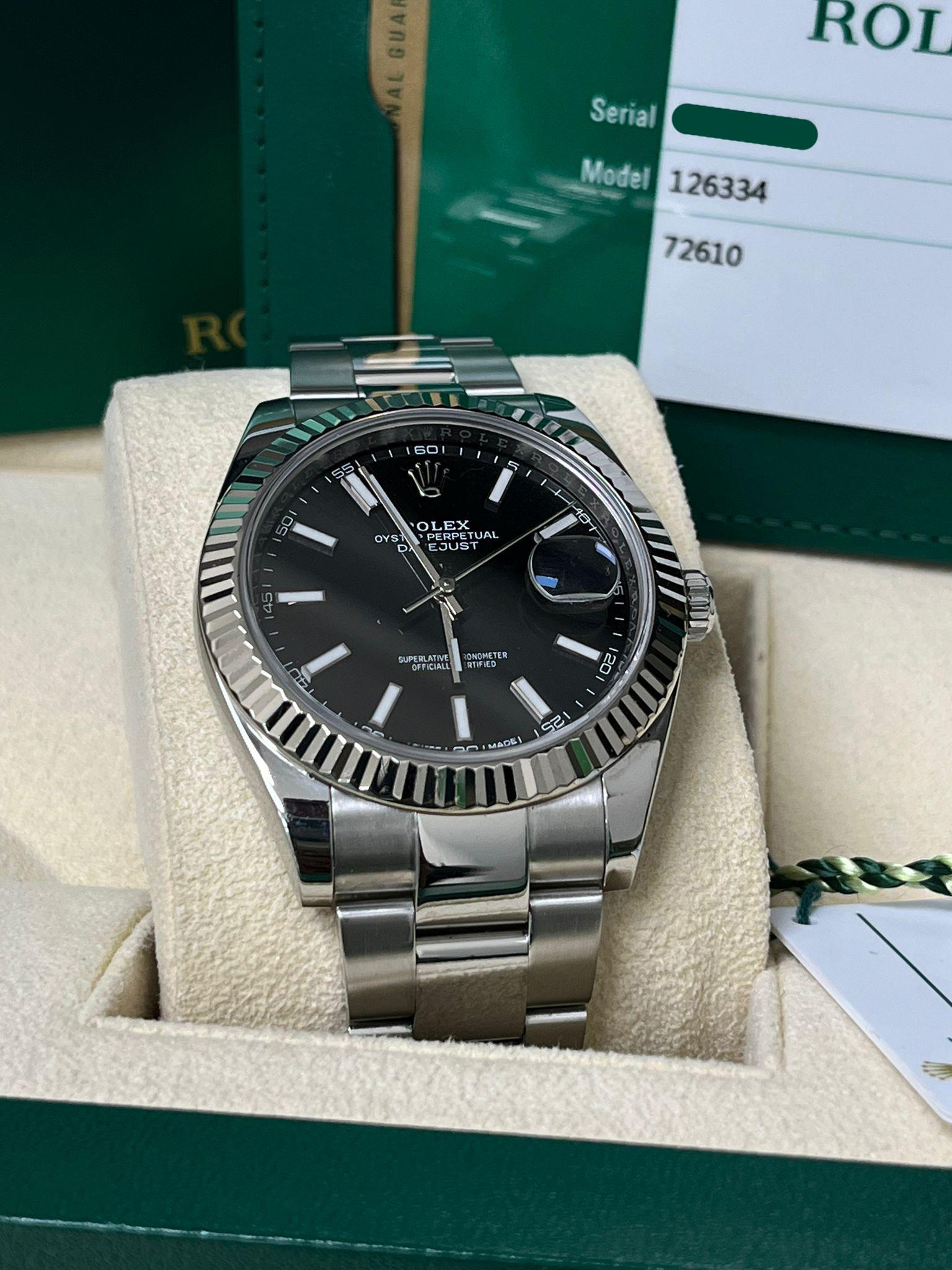 Reloj Rolex Datejust 41mm Bisel Acanalado Esfera Negra Acero Dorado Oyster 126334 en venta 5