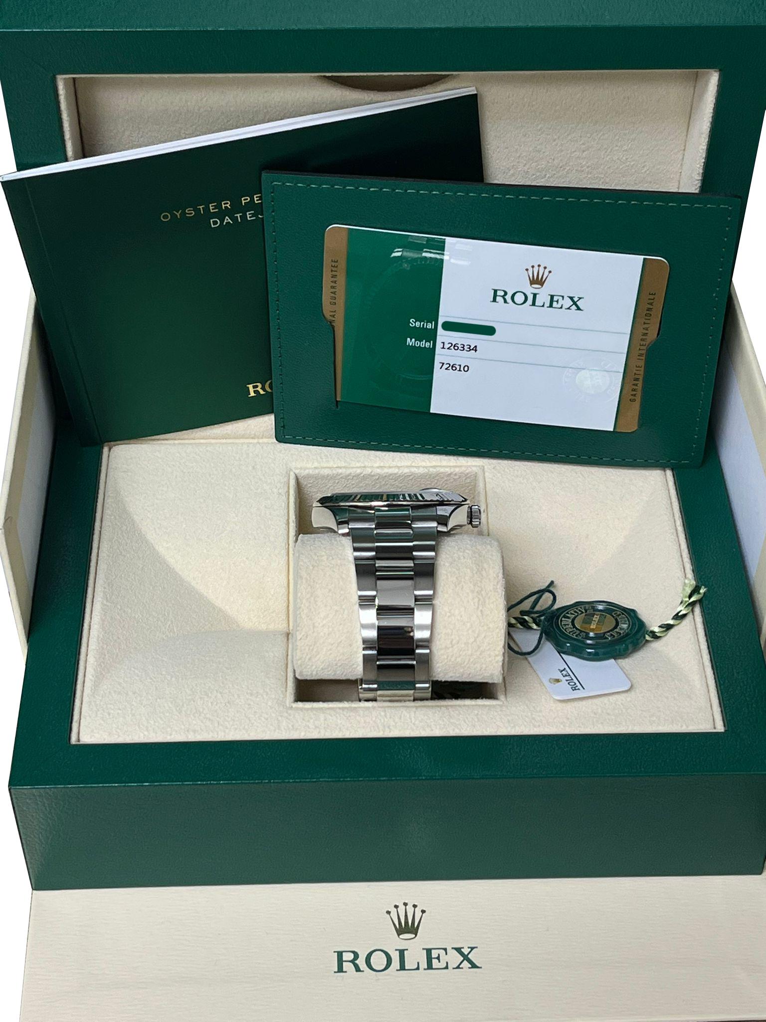 Reloj Rolex Datejust 41mm Bisel Acanalado Esfera Negra Acero Dorado Oyster 126334 en venta 9