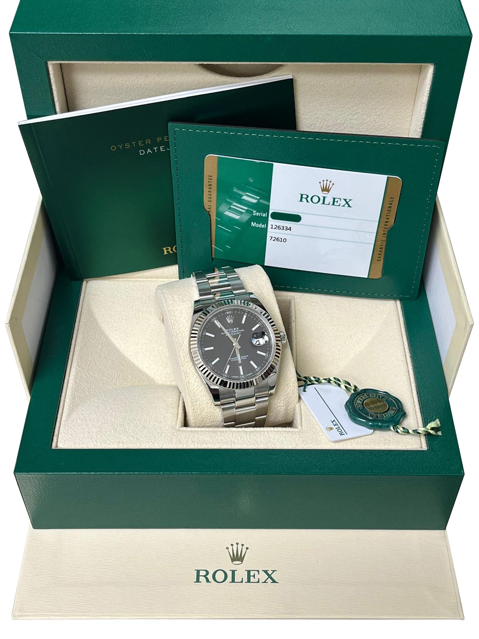 Reloj Rolex Datejust 41mm Bisel Acanalado Esfera Negra Acero Dorado Oyster 126334 Modernista en venta