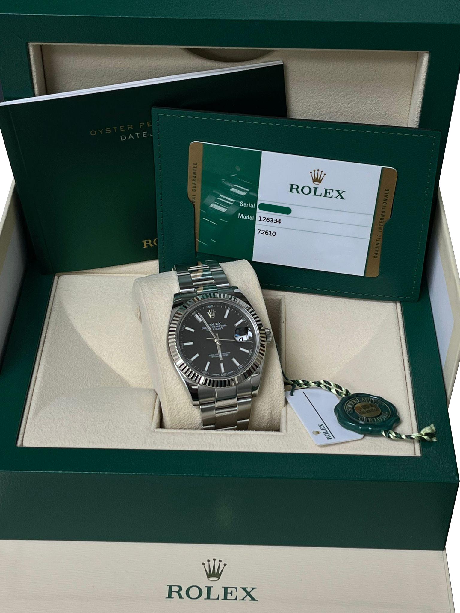 Femenino o masculino Reloj Rolex Datejust 41mm Bisel Acanalado Esfera Negra Acero Dorado Oyster 126334 en venta