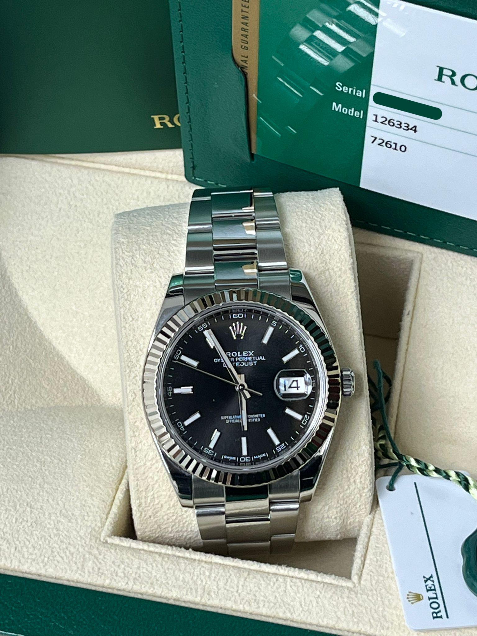 Reloj Rolex Datejust 41mm Bisel Acanalado Esfera Negra Acero Dorado Oyster 126334 en venta 1