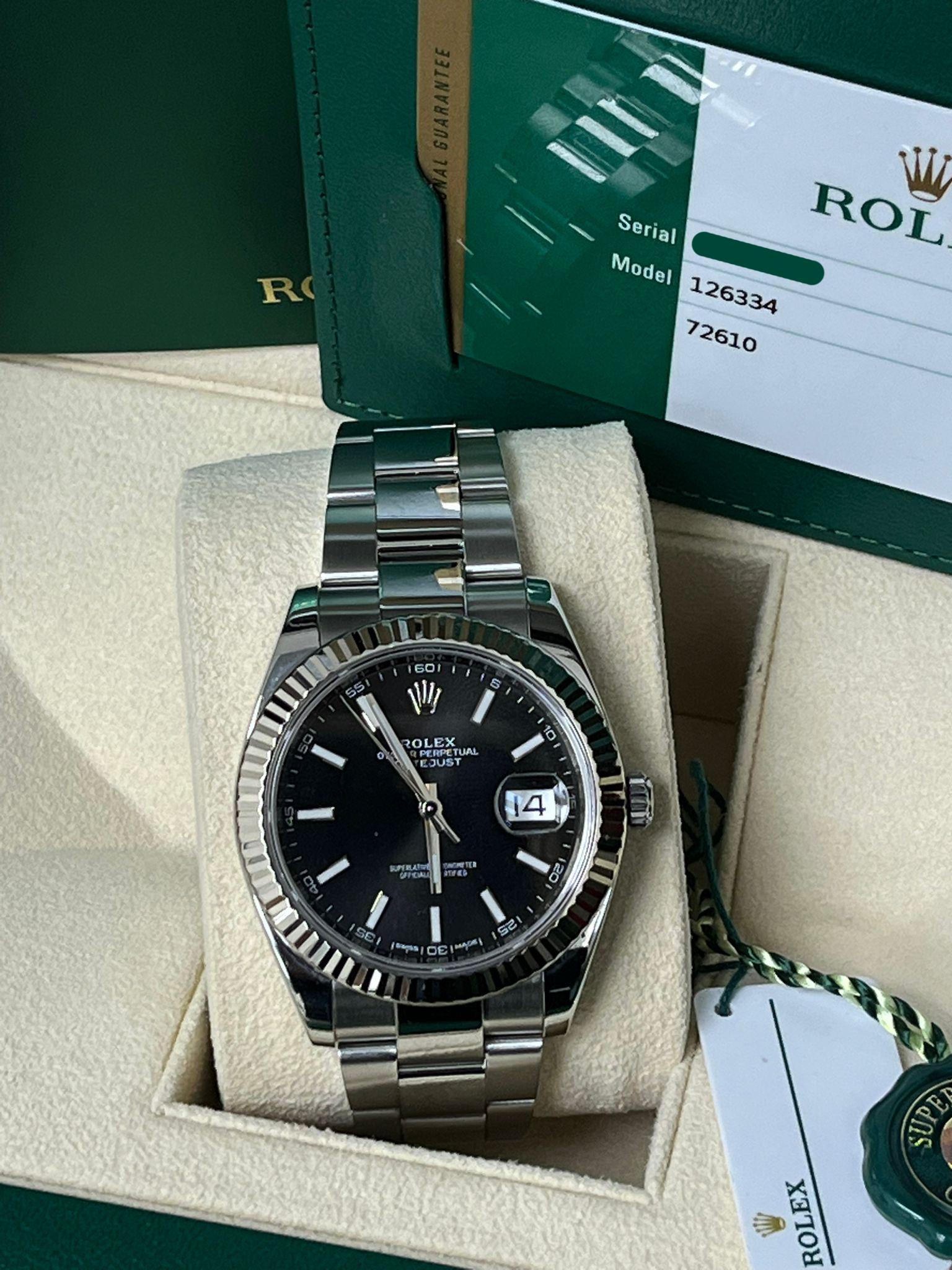 Reloj Rolex Datejust 41mm Bisel Acanalado Esfera Negra Acero Dorado Oyster 126334 en venta 2