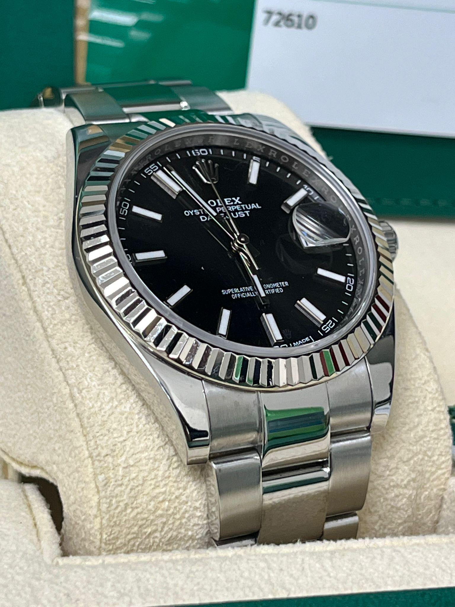 Reloj Rolex Datejust 41mm Bisel Acanalado Esfera Negra Acero Dorado Oyster 126334 en venta 3