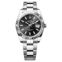 Rolex Datejust 41mm Fluted Bezel Black Dial Gold Steel Oyster Watch 126334