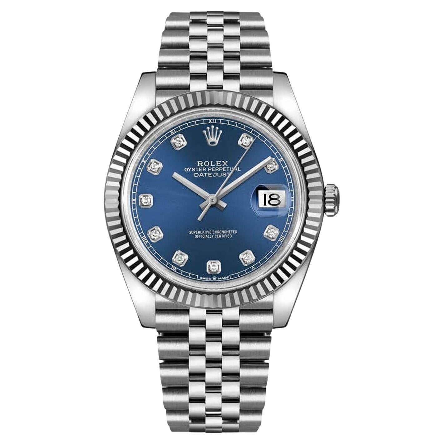 Rolex Datejust Midsize Fluted Bezel Silver Floral Dial Stainless Steel