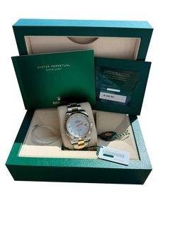 Rolex Datejust 41mm Gold/Steel White MOP Diamond Dial Fluted Bezel Watch 126333