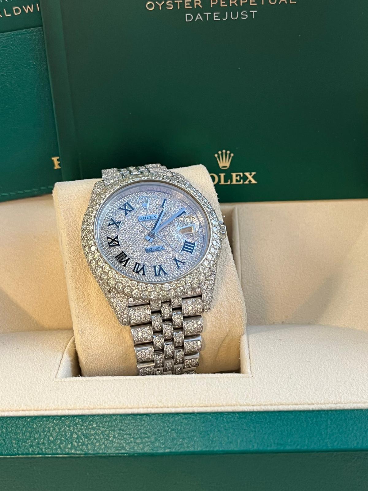 Rolex Datejust 41mm Iced Out Diamond Dial 14.75ct Jubilee Bracelet Watch 126300 For Sale 4