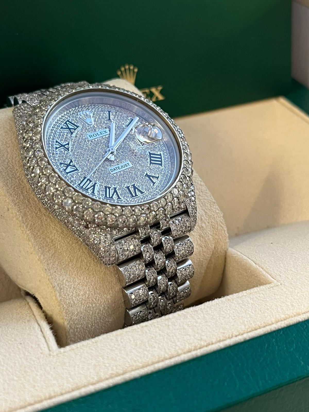 Rolex Datejust 41mm Iced Out Diamond Dial 14.75ct Jubilee Bracelet Watch 126300 For Sale 5