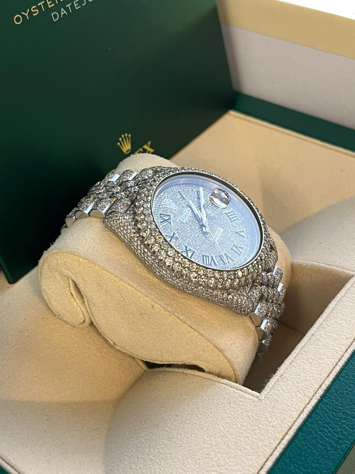 Rolex Datejust 41mm Iced Out Diamond Dial 14.75ct Jubilee Bracelet Watch 126300 For Sale 6